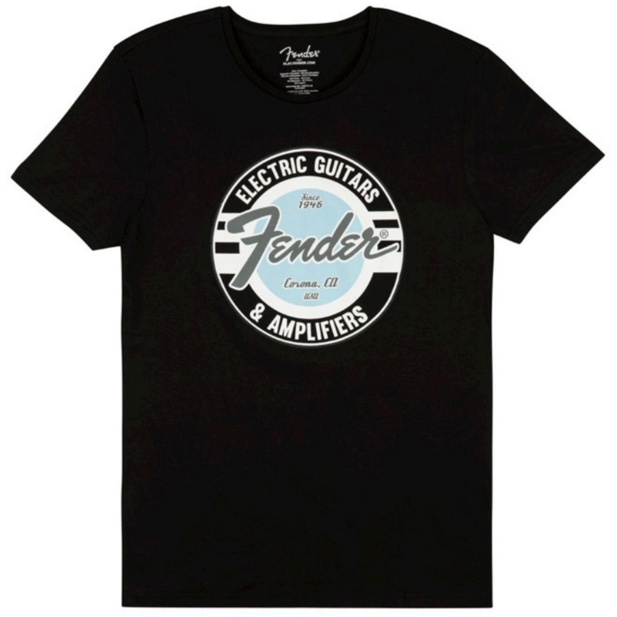 Fender T-Shirt - Guitar & Amp Logo Black/Blue - GigGear