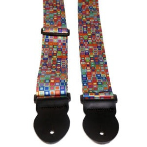 Leather Graft Graphic Series Guitar Strap  - Coloured Squares