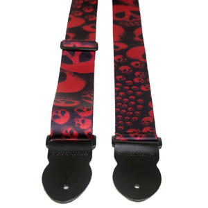 Leather Graft Graphic Series Guitar Strap  - Infinity Red Skull