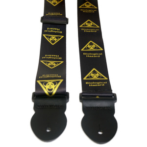 Leather Graft Graphic Series Guitar Strap  -  Black Biological Hazard