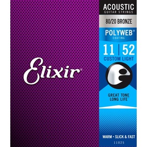 Elixir Poly Web Acoustic 80/20 Bronze - Custom Light 11-52