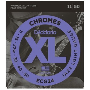 D'addario ECG24 Chromes Flat Wound Electric Guitar Strings - 11-50