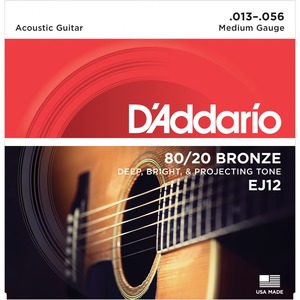 D'addario EJ12 80/20 Bronze Acoustic Guitar Strings - 13-56