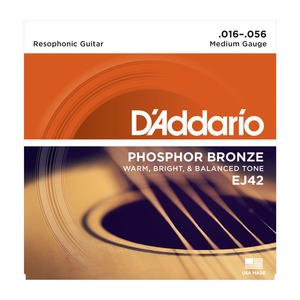 D'addario EJ42 Resophonic Guitar Strings - 16-56