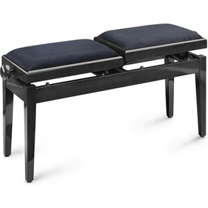 Stagg Complete Height Adjustable DOUBLE Piano Bench - Gloss Black With Black VELVET Top