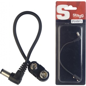 Stagg 1 Way Pedal Extension Cord 0.15 metre - Right Angled Male to Battery Snap