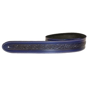 Leather Graft Embossed Guitar Strap - Blue