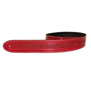 Leather Graft Embossed Guitar Strap - Red