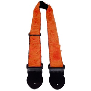 Leather Graft Fun Fur Guitar Strap - Orange