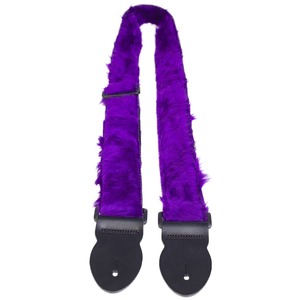 Leather Graft Fun Fur Guitar Strap - Purple