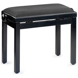 Stagg Height Adjustable Piano Stool - Gloss Black / Black Velvet Top