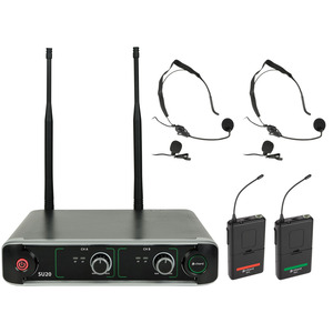 Chord SU20 Wireless Microphone Set - Dual Beltpack Microphone Red + Green