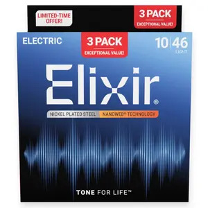 Elixir Nano Web Electric Guitar Strings - 3 PACK - Light 10-46