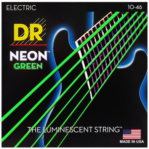 DR Hi-Def Coated Electric Guitar Strings Neon Green - 10.46
