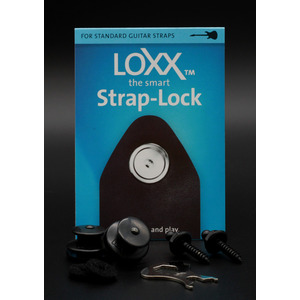 LOXX Strap Locks for Electric Guitar and Bass - Black Chrome