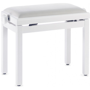 Stagg Height Adjustable Piano Stool - Gloss White / White Velvet Top