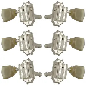 Grover 135 Series Machine Heads Set 3+3 Nickel Vintage - Plastic Keystone Buttons