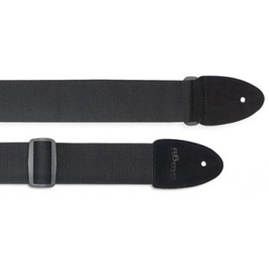 Stagg Cotton Guitar Strap With Suede Ends - Black