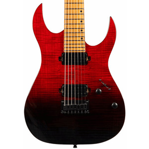 Spira S-457 7-String Electric Guitar  - Transparent Red Black / Flamed Maple