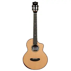 Kala Contour Deluxe All Solid Gloss Spruce Rosewood Baritone Ukulele w/ Cutaway and Bag