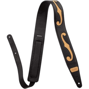 Gretsch F-Holes Leather Strap 3" - Black and Tan