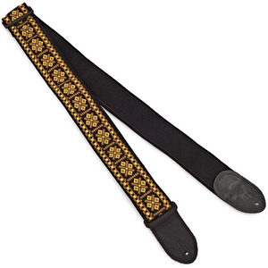 Gretsch G Brand Strap - Black With Yellow/Brown Diamonds