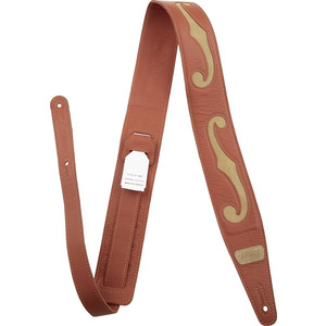 Gretsch F-Holes Leather Strap 3" - Orange and Tan