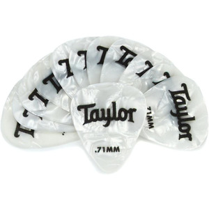 Taylor Celluloid White Pearl Pick 12 Pack - 0.71mm