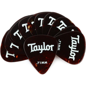 Taylor Celluloid Tortoise Shell Pick 12 Pack - 71mm