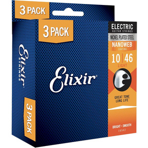 Elixir Nano Web Electric Guitar Strings - 3 PACK - Light 10-46