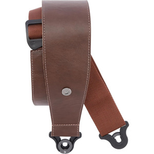 D'Addario Comfort Leather Auto Lock Guitar Strap - Brown 3.0"