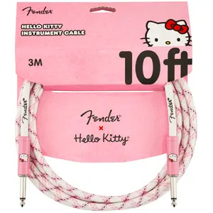 Fender X Hello Kitty White / Pink Woven Guitar Cable - 10ft