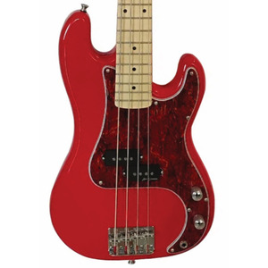 Vintage V30 Coaster Series 7/8 Bass Guitar - Gloss Red