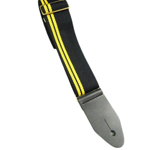 Leather Graft Adjustable Racing Stripe Guitar Strap  - Black/Yellow