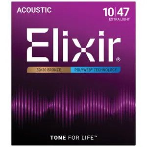 Elixir Poly Web Acoustic 80/20 Bronze - Extra Light 10-47