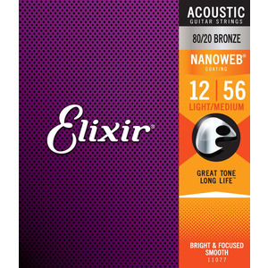 Elixir Nano Web 80/20 Bronze Acoustic - Light Medium 12-56