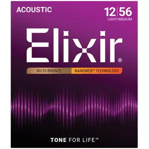 Elixir Nano Web 80/20 Bronze Acoustic - Light Medium 12-56