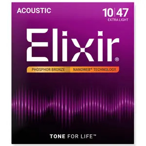 Elixir PHOSPHOR BRONZE Nano Web Acoustic Extra Light 10-47