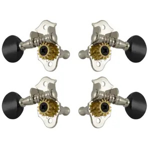 Grover Sta-Tite 9 Series Ukulele Pegs Set of 4 Nickel - Black Buttons