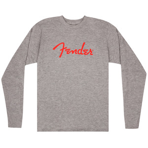 Fender Long Sleeved T-Shirt - Spaghetti Logo / Heather Grey