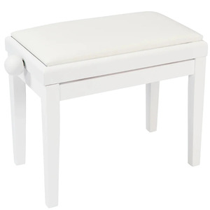 Kinsman Complete Height Adjustable Piano Bench - Gloss White With White VINYL Top