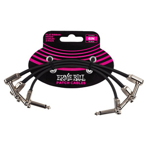 Ernie Ball FLAT Patch Cable 3 Pack - Black 6"