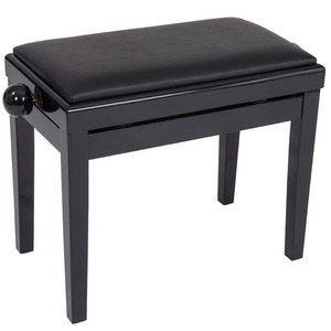 Kinsman Complete Height Adjustable Piano Bench - Satin Black With Black VINYL Top