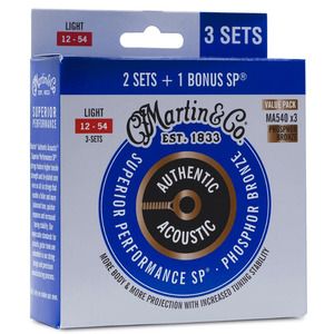 Martin Authentic Acoustic Strings SP Phosphor Bronze 3-PACK - MA540 Light 12-54