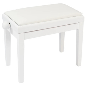 Kinsman Complete Height Adjustable Piano Bench - Satin White With White VINYL Top