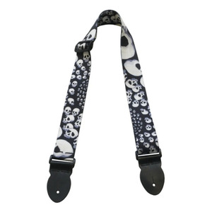 Leather Graft Graphic Series Guitar Strap  - Infinity White Skull