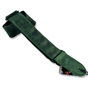 Leather Graft Adjustable Stretched Leather/Poly Guitar Strap - Green