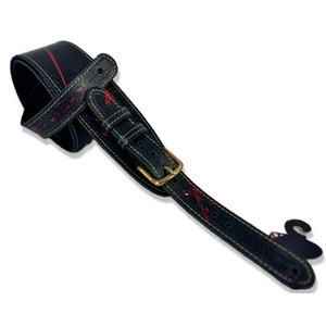 Leather Graft Splash Buckle Guitar Strap - Black/Red Splash