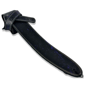 Leather Graft Splash Standard Guitar Strap - Black/Purple Splash