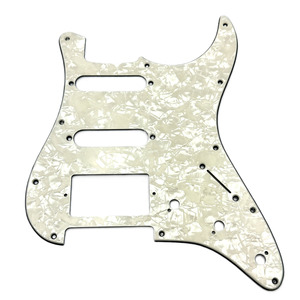 Guitar Gear HSS - S Style Scratch Plate - 11 Hole - White Pearl - 3 Ply